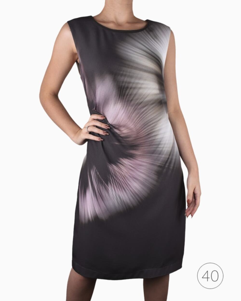 Elie Tahari Gray Tie Dye Sleeveless Twist Front Mini Dress Women's Size 2